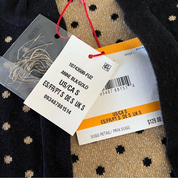 NWT Anne Klein Metallic Black&Gold Polka Dot Open Cardigan Sweater Sz S Fits S-L - Picture 8 of 9